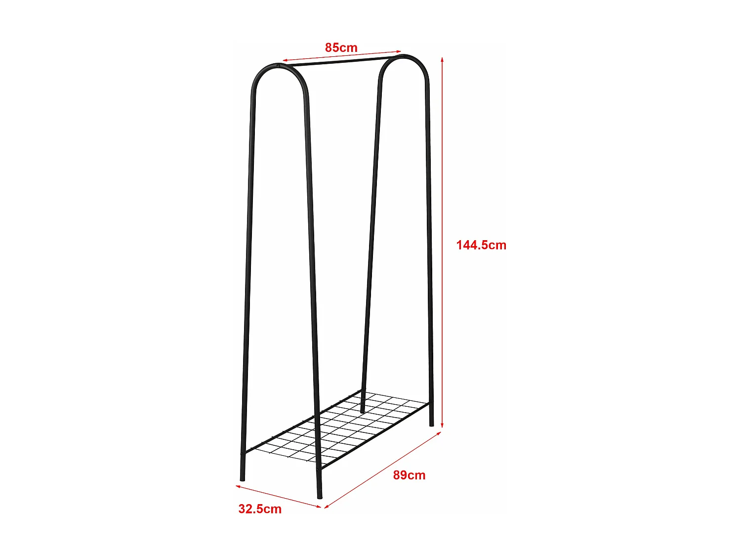 Cabideiro com superfície de armazenamento 1445 x 89 x 325 cm preto 03_0008137