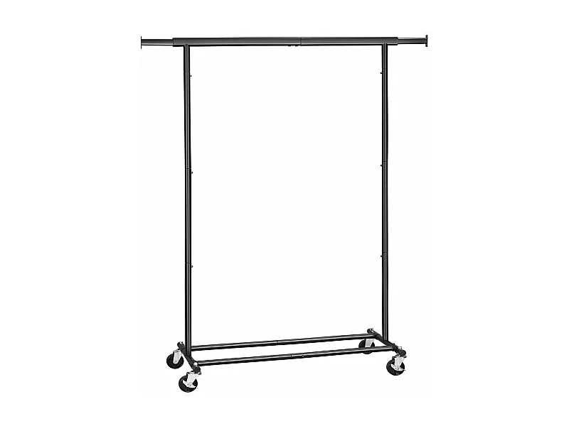 Perchero con ruedas carga 70 kg duradero perchero plegable armario extensible estante de almacenamiento de 160 cm negro 12_0003660