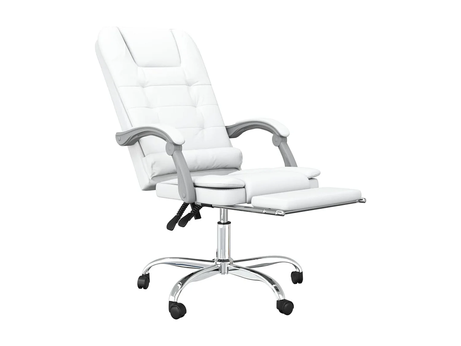 Sillón de masaje reclinable para estudio de oficina con ordenador piel sintética blanca 02_0025398