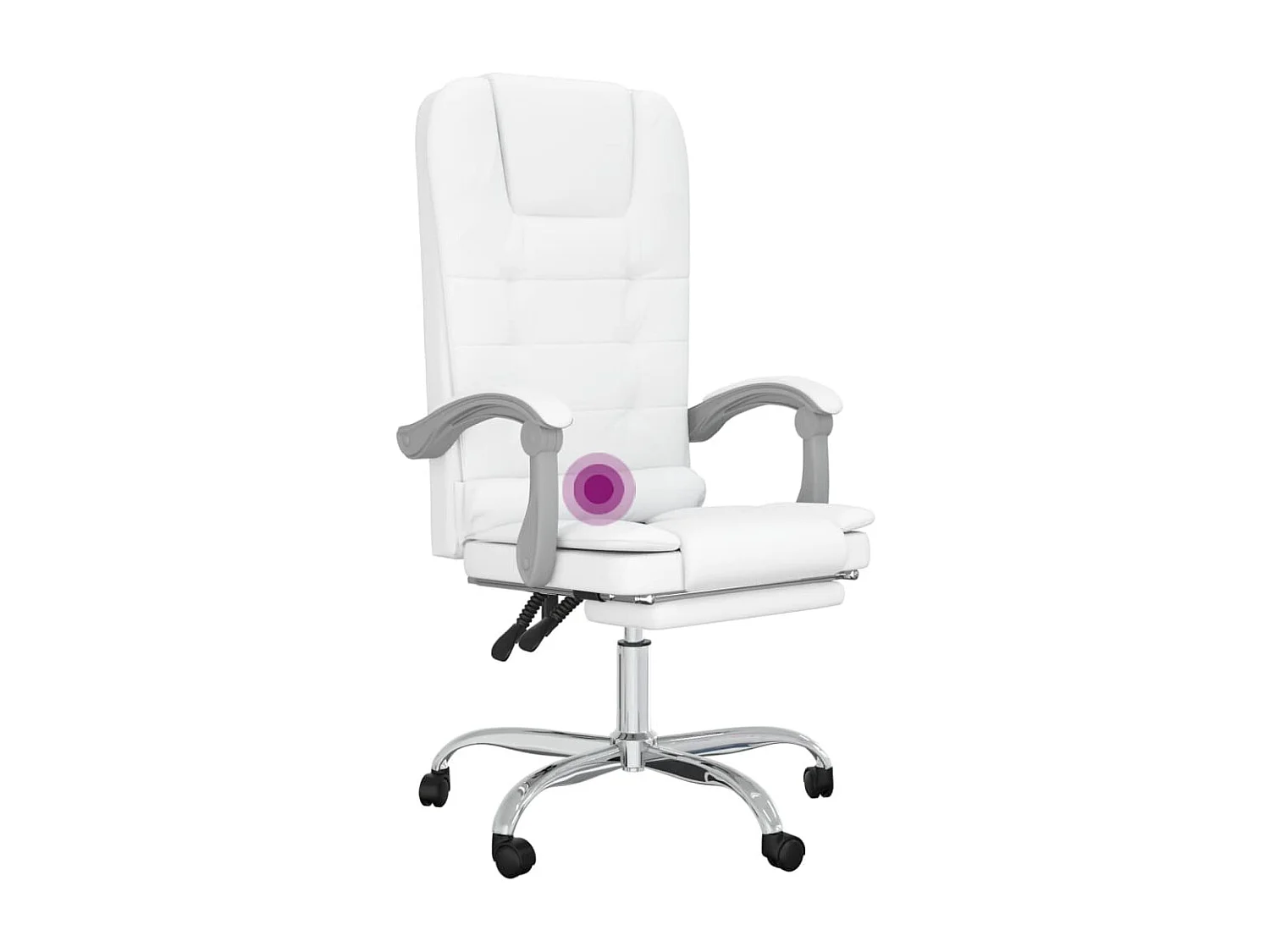 Cadeira de massagem reclinável para computador escritório estudo couro sintético branco 02_0025398