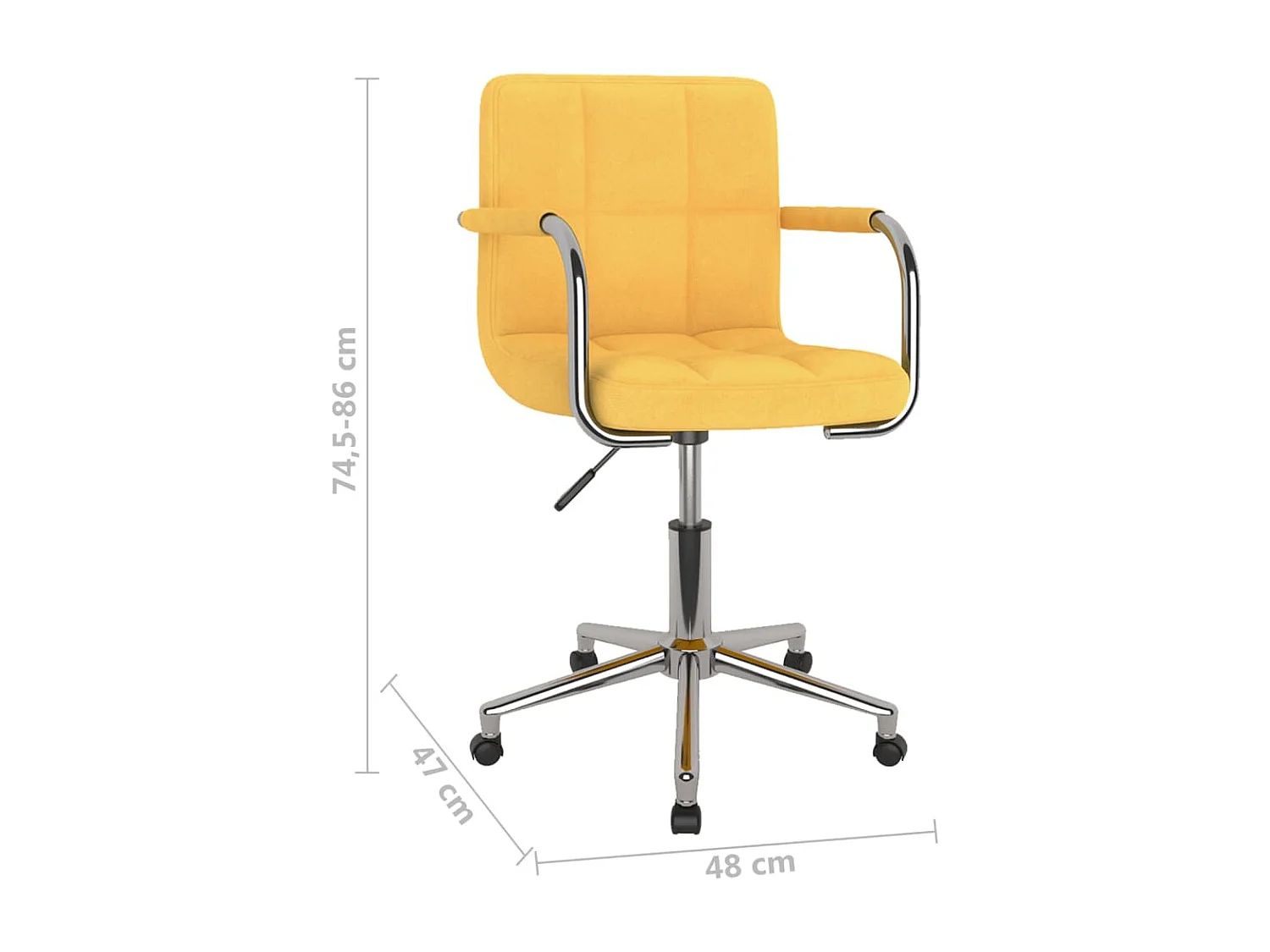 Chaise fauteuil siège pivotante tissu jaune 48 x 47 x 86 cm 02_0024137