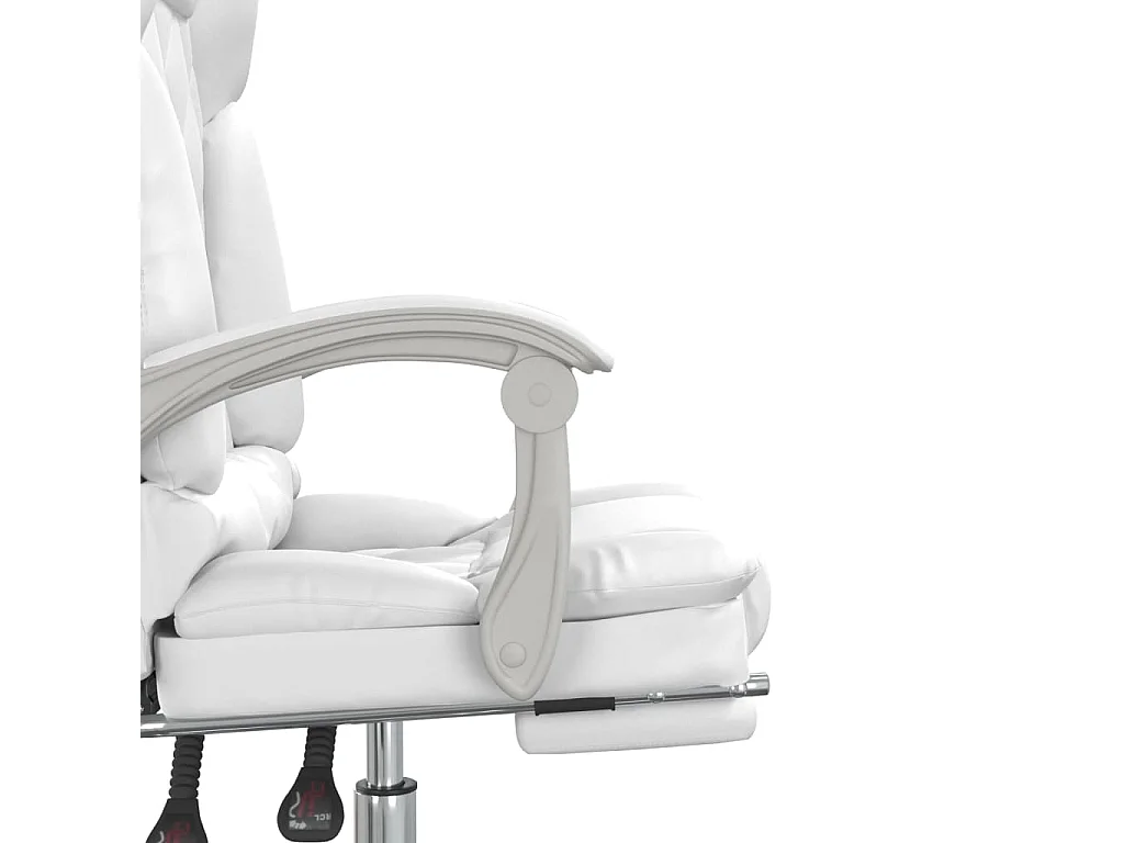 Cadeira de massagem reclinável para computador escritório estudo couro sintético branco 02_0025396