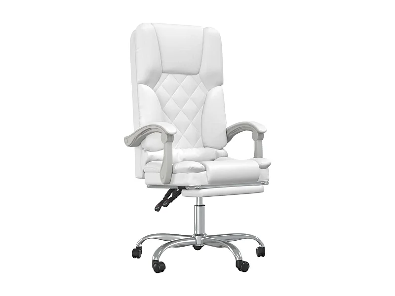 Cadeira de massagem reclinável para computador escritório estudo couro sintético branco 02_0025396