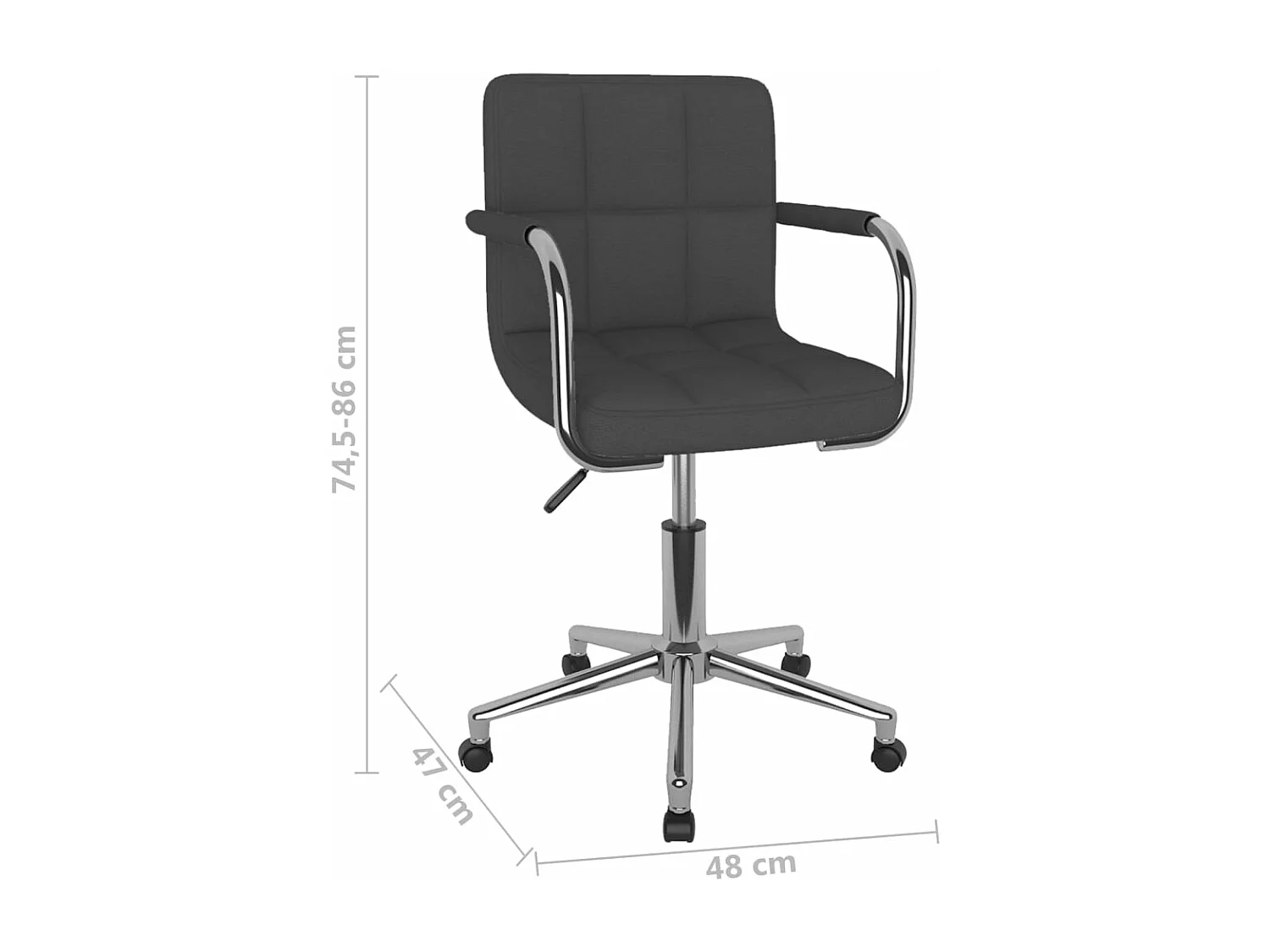 Silla sillón asiento giratorio ordenador oficina estudio tela gris oscuro 02_0024125