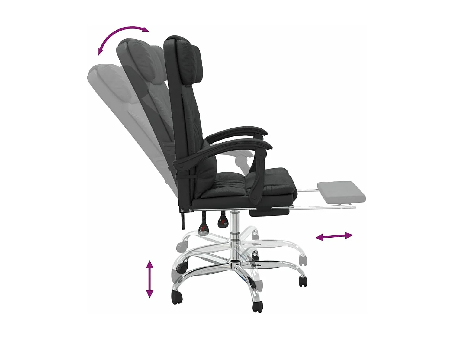 Fauteuil de massage inclinable cuir noire 63 x 56 x 122 cm 02_0025414