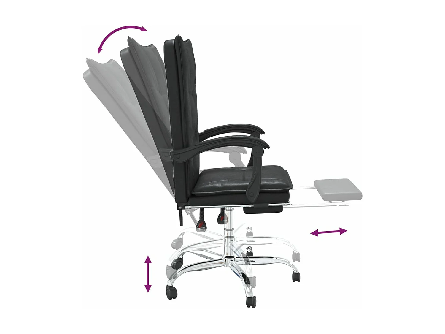 Sedia poltrona sedile girevole reclinabile computer ufficio studio similpelle nera 02_0024266