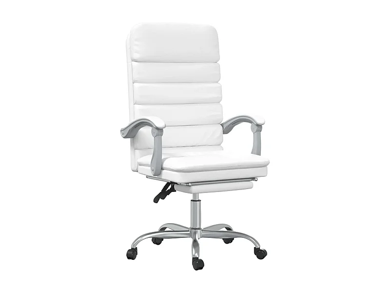 Sillón de masaje reclinable para estudio de oficina con ordenador piel sintética blanca 02_0025399