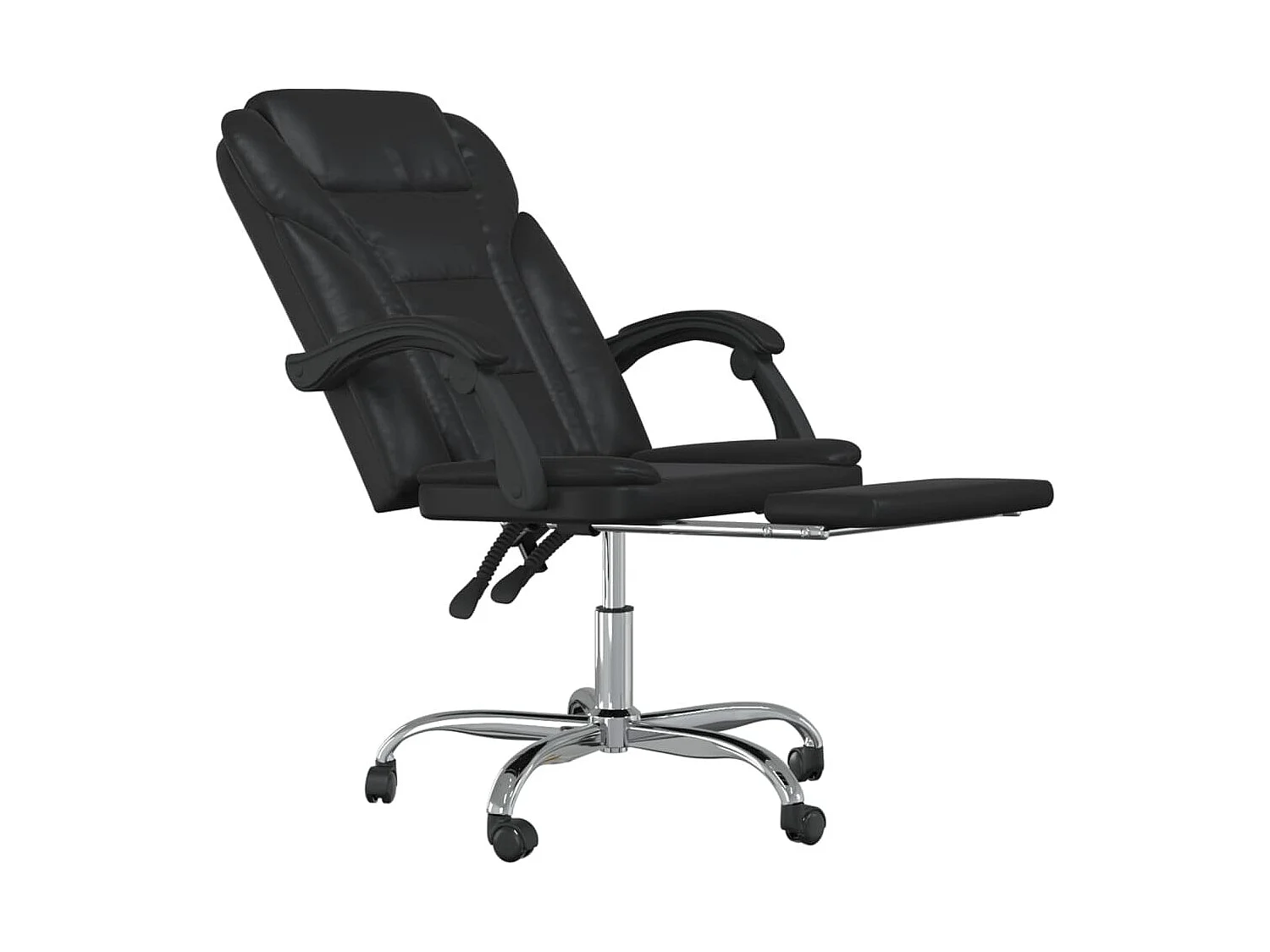 Sedia poltrona sedile girevole reclinabile computer ufficio studio similpelle nera 02_0024269