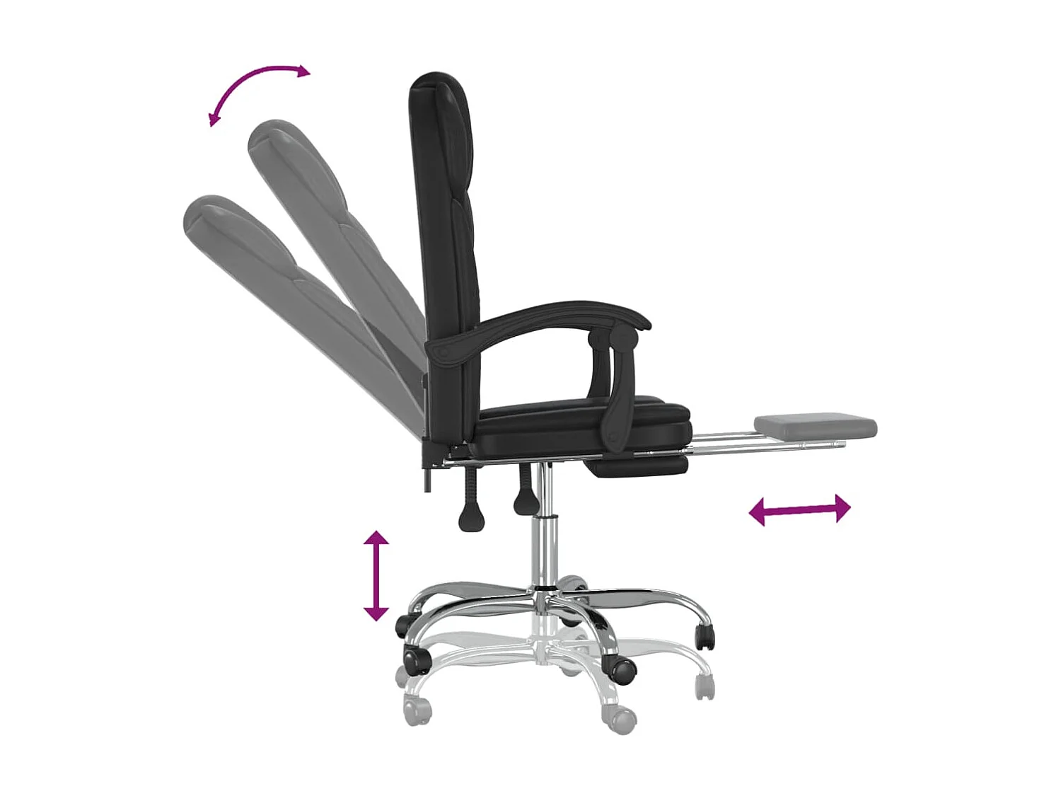 Sedia poltrona sedile girevole reclinabile computer ufficio studio similpelle nera 02_0024269