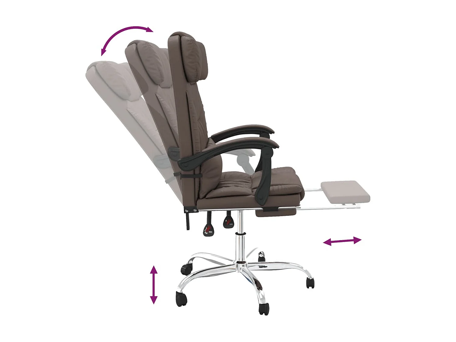 Cadeira de massagem reclinável para computador escritório estudo couro sintético marrom 02_0025411