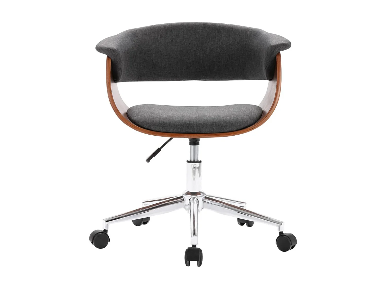 Sedia poltrona sedile girevole per ufficio computer studio legno curvato e tessuto grigio 02_0024105