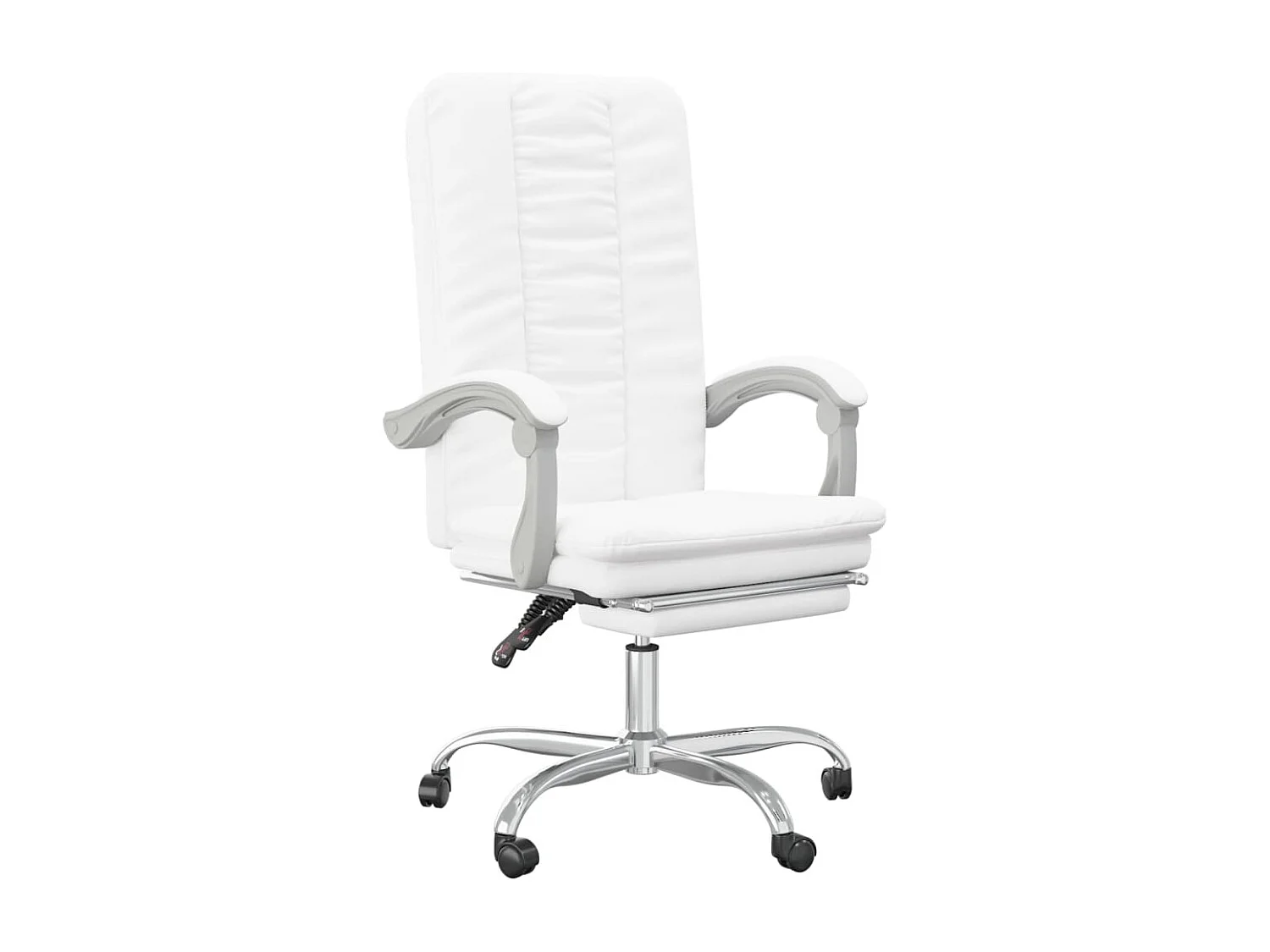 Silla sillón asiento giratorio reclinable ordenador oficina estudio blanco símil piel 02_0024229