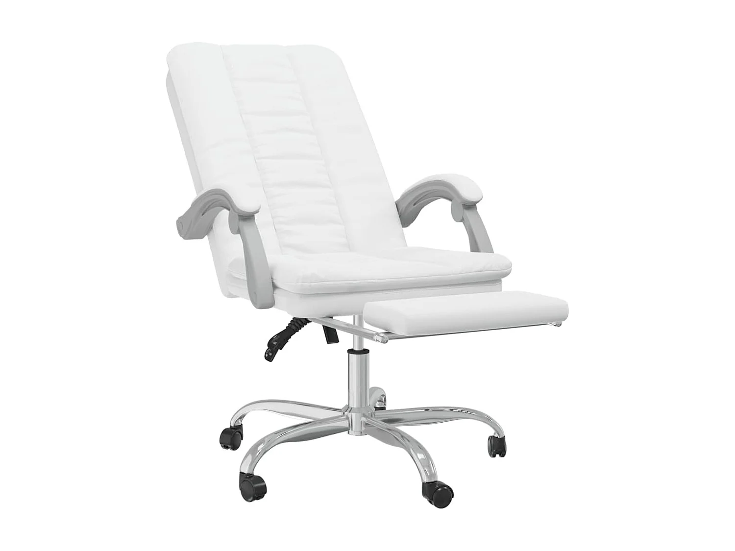Silla sillón asiento giratorio reclinable ordenador oficina estudio blanco símil piel 02_0024229