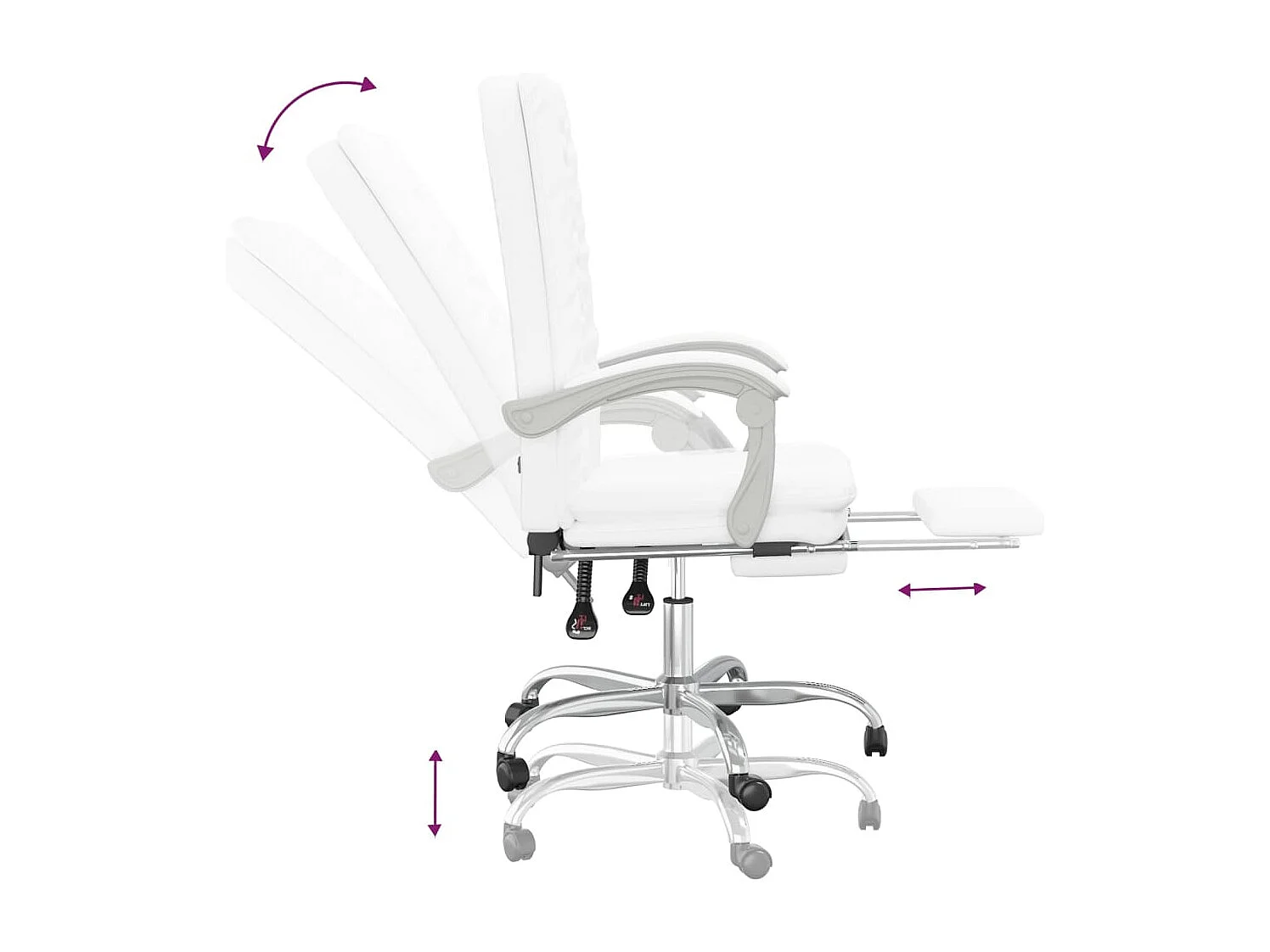 Silla sillón asiento giratorio reclinable ordenador oficina estudio blanco símil piel 02_0024229