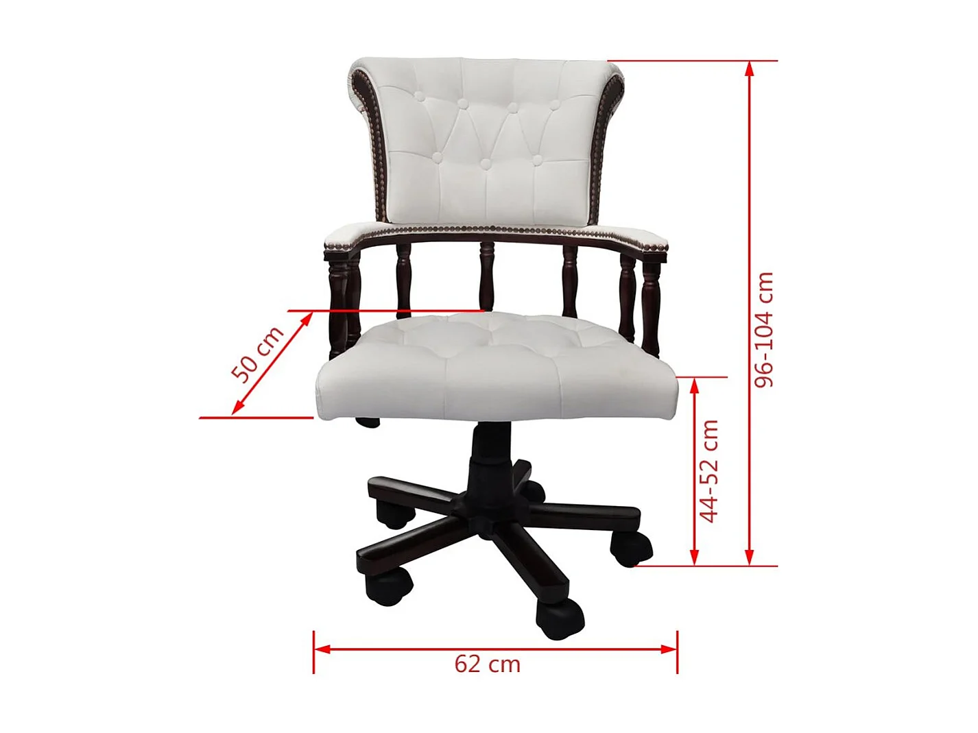 Fauteuil chaise chaise de cuir blanche 62 x 50 x 104 cm 0502150