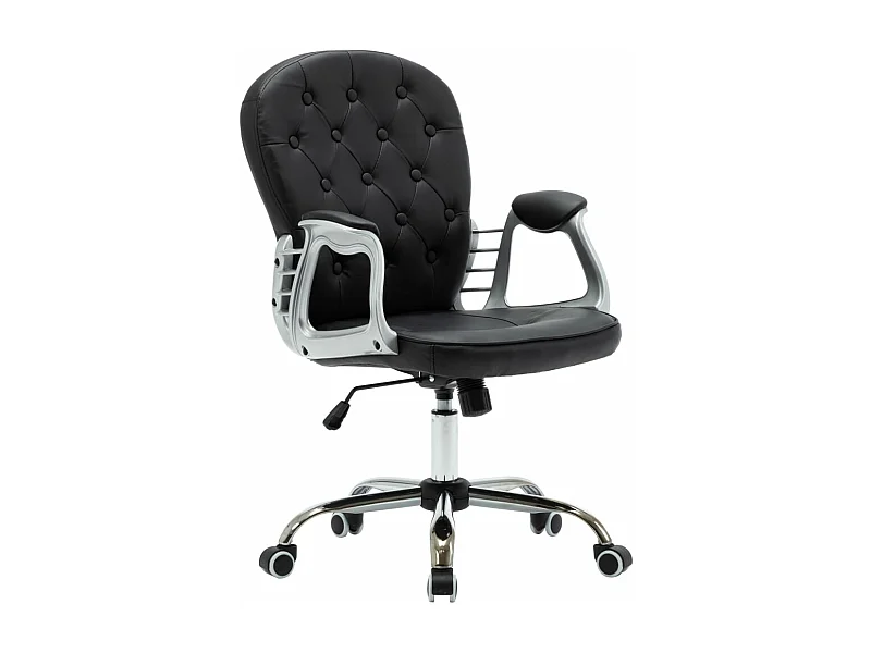 Sillón silla ordenador oficina asiento giratorio estudio polipiel negro 02_0024055