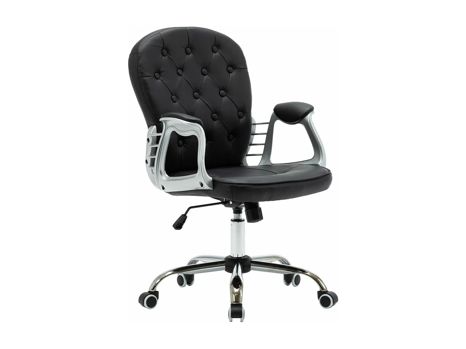 Sillón silla ordenador oficina asiento giratorio estudio polipiel negro 02_0024055