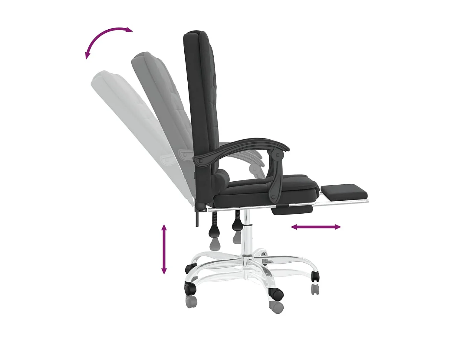 Sillón de masaje reclinable Computadora Oficina Estudio Cuero sintético negro 02_0025413