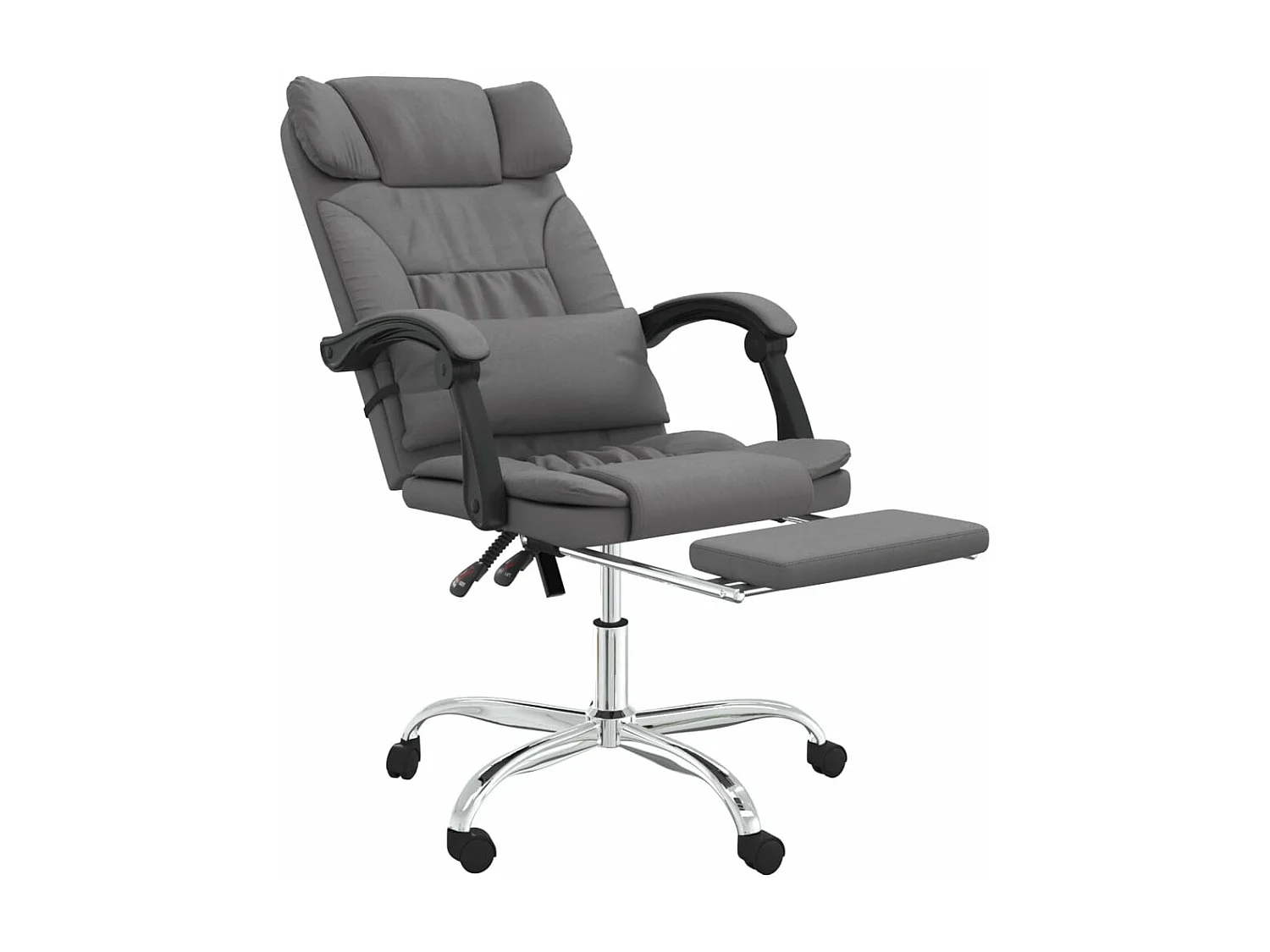 Sillón de masaje reclinable para ordenador, oficina, estudio, piel sintética gris 02_0025407