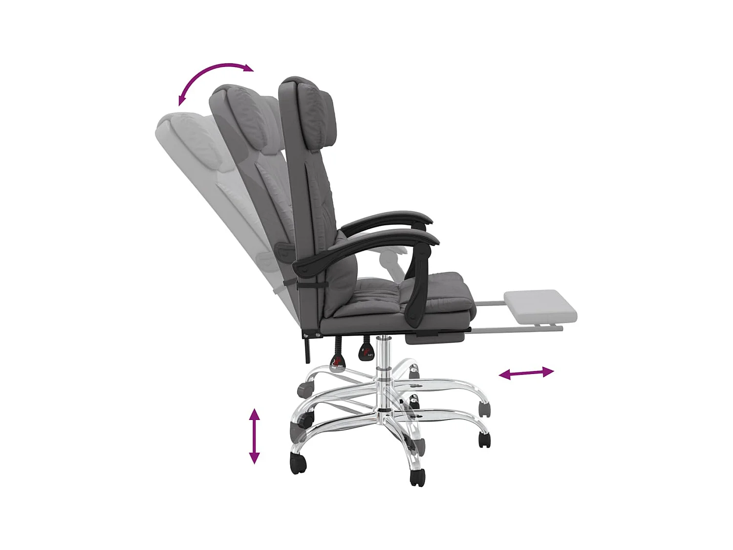 Sillón de masaje reclinable para ordenador, oficina, estudio, piel sintética gris 02_0025407