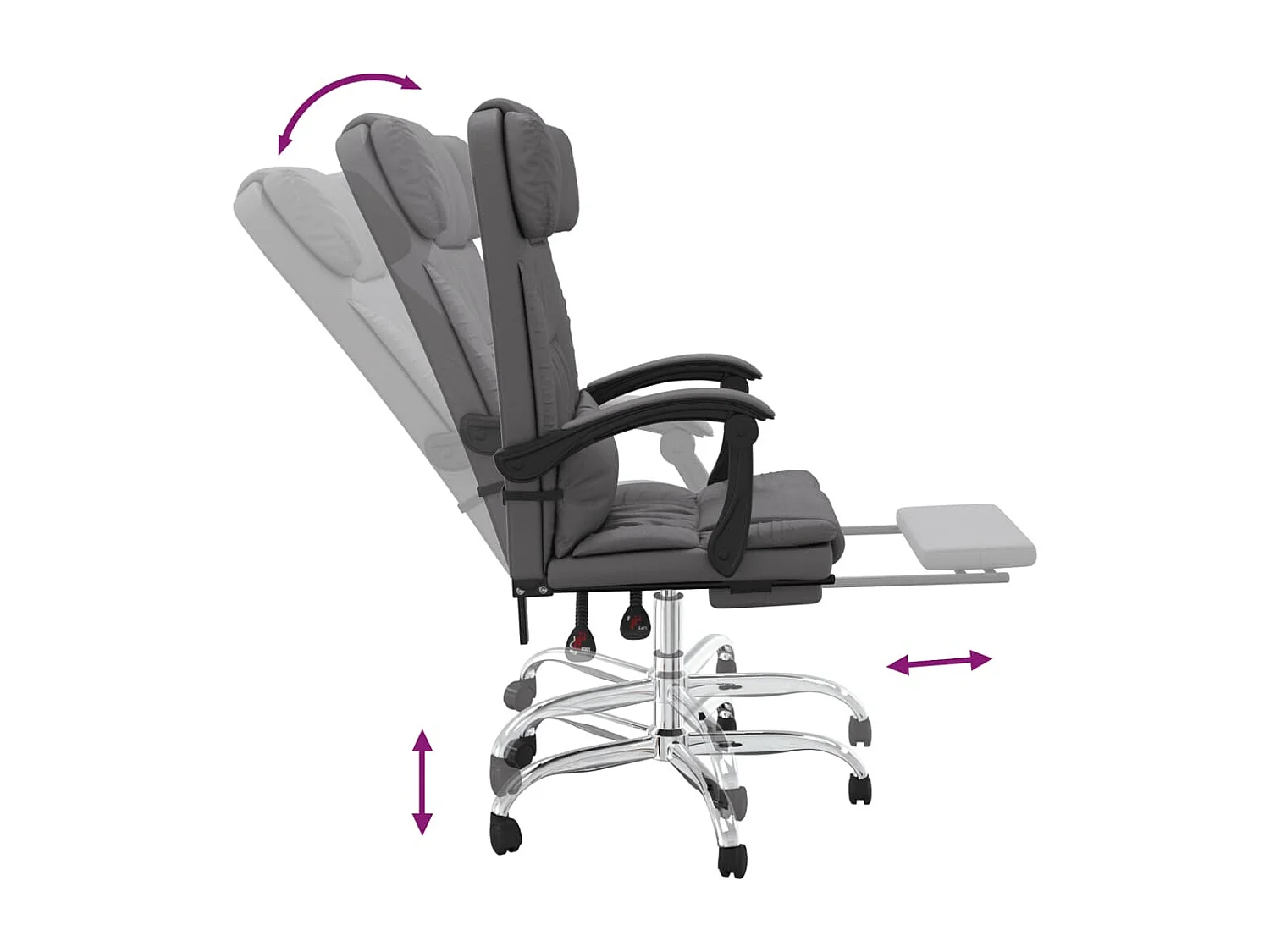 Cadeira de massagem reclinável para computador escritório estudo couro sintético cinza 02_0025407