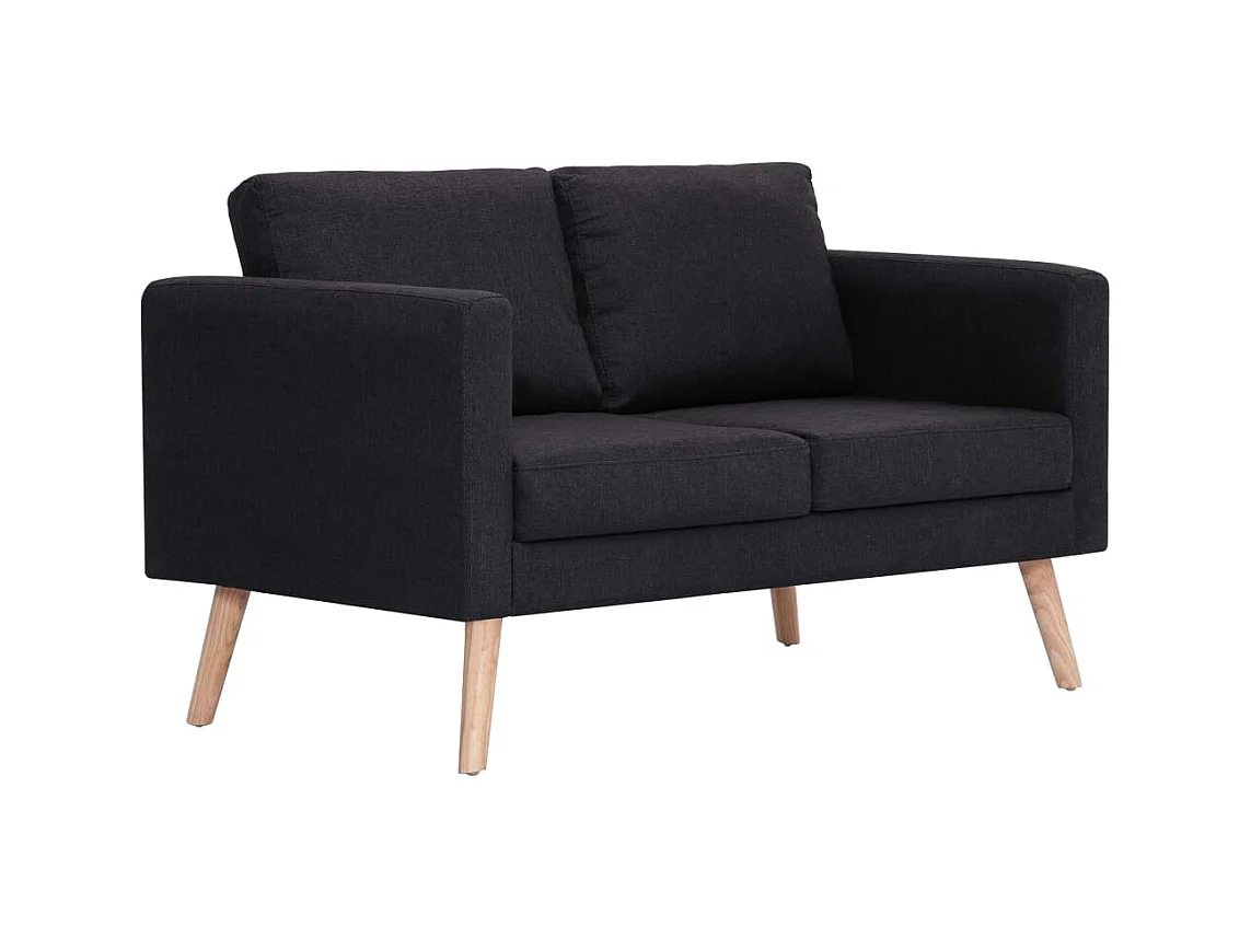 Sofá de 2 lugares para sala de estar interior de casa 116 x 70 x 73 cm tecido preto 02_0019541