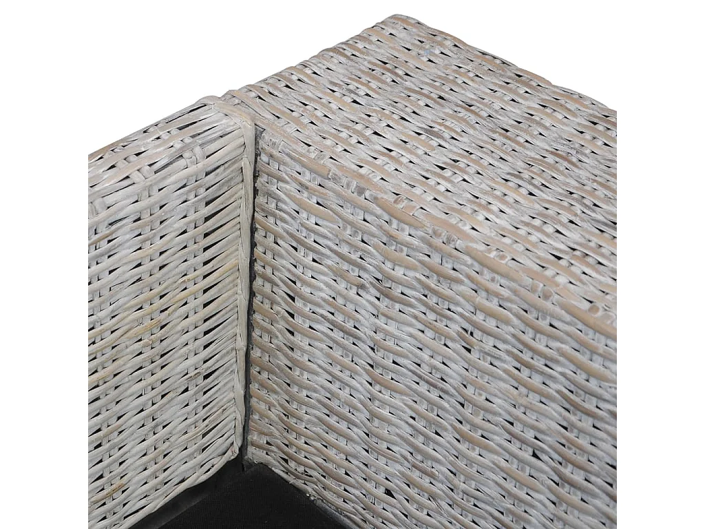 Sofá de 2 lugares para sala de estar interior de casa com almofadas de vime natural cinza 02_0019624