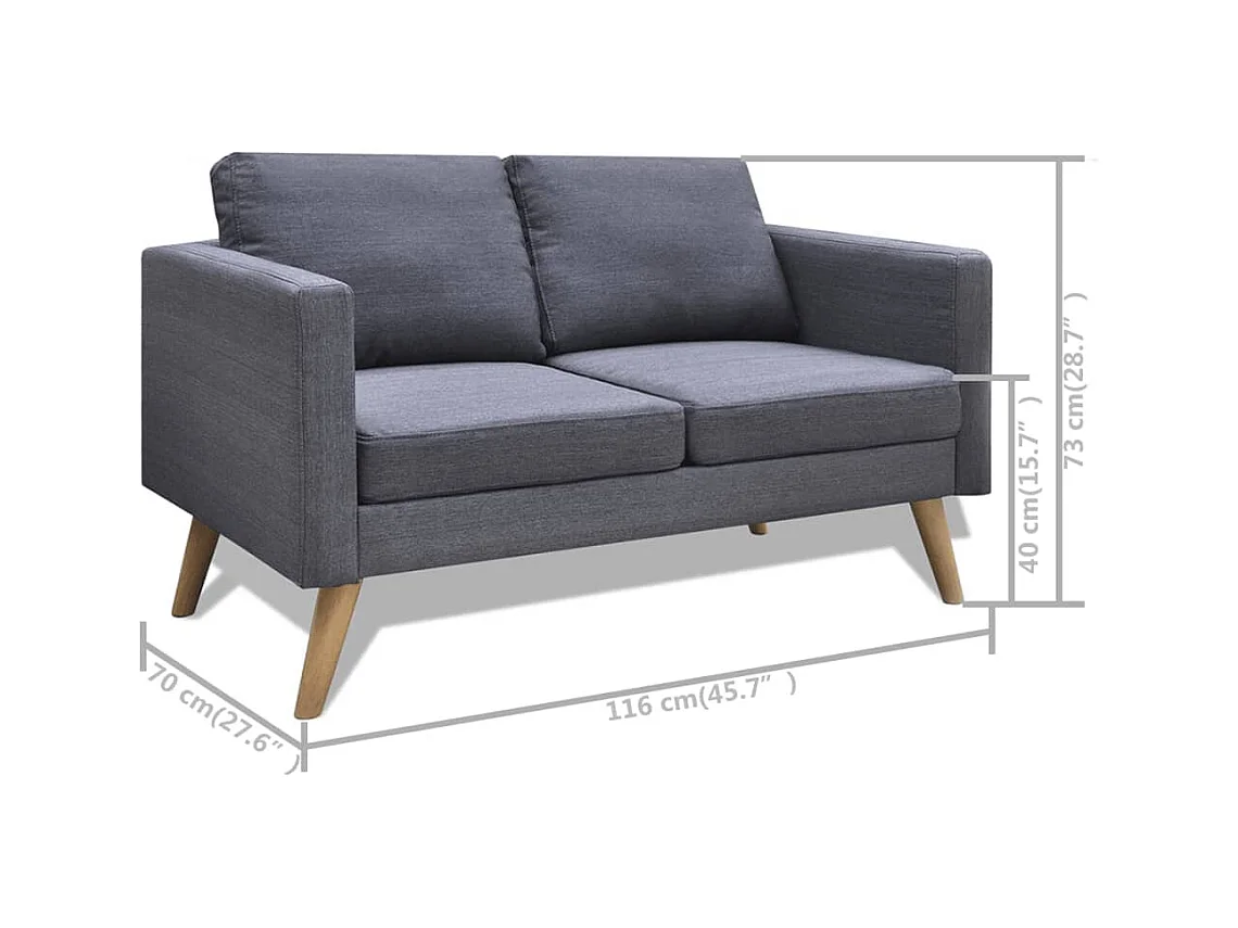 Jeu de Canapé tissu grise 116 x 70 x 73 cm 02_0019693