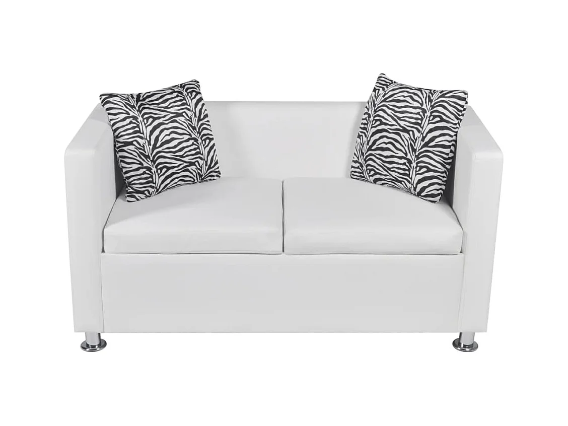 Canapé 2 places de cuir blanche 120 x 62.5 x 63 cm 02_0019605