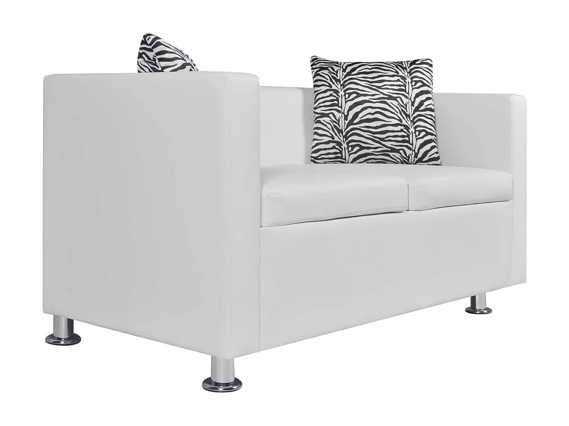 Canapé 2 places de cuir blanche 120 x 62.5 x 63 cm 02_0019605
