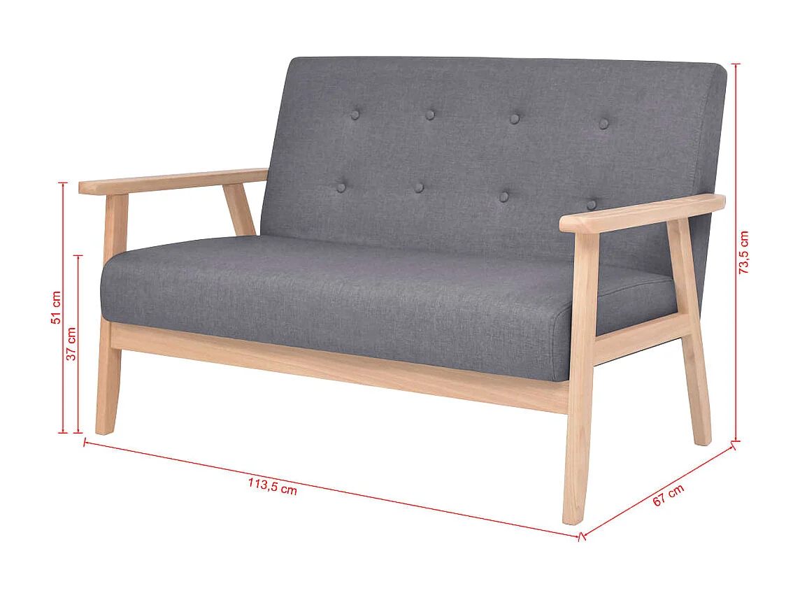 Set divano 2 posti soggiorno soggiorno casa interni ambienti tessuto grigio scuro 02_0019653