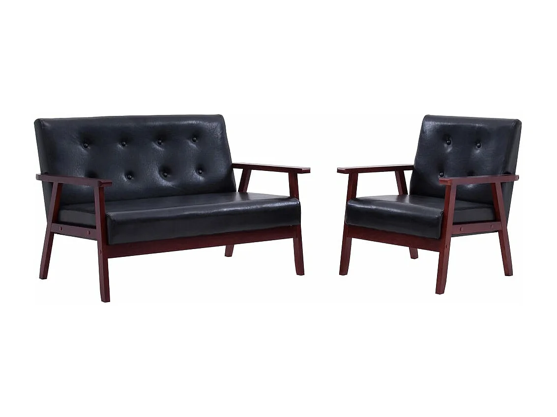 Ensemble de canapés 2 cuir noire 113.5 x 67 x 73.5 cm 02_0019641