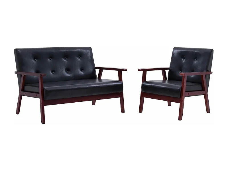 Set divano 2 pezzi in ecopelle nera 02_0019641