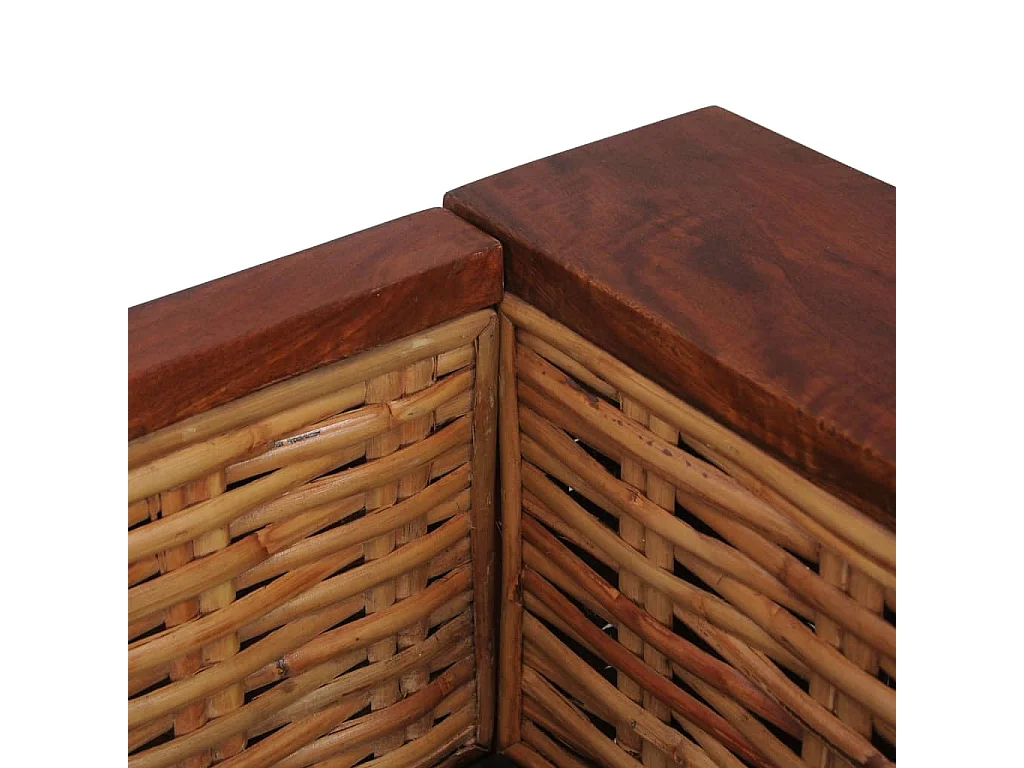 Sofá de 2 lugares para sala de estar interior com almofadas de rattan natural marrom 02_0019492
