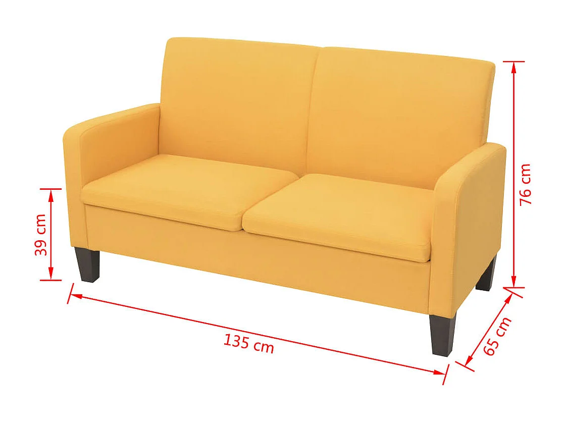 Sofá de 2 lugares para sala de estar interior de casa 135 x 65 x 76 cm amarelo 02_0020022
