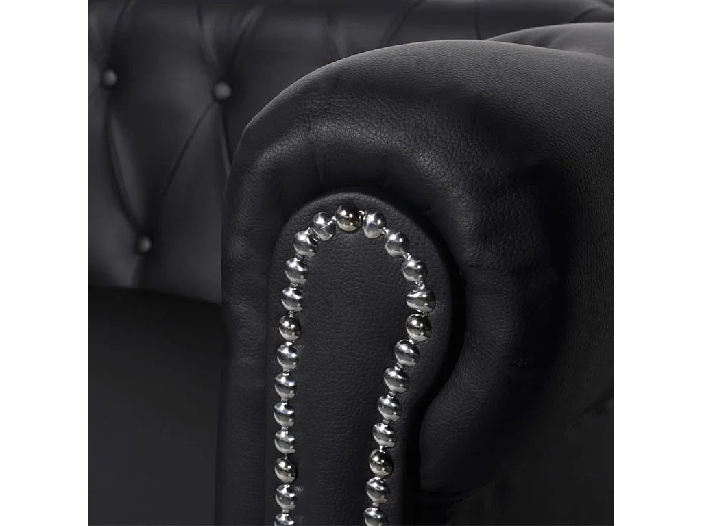 Divano Chesterfield 2 posti 145,5 x 76 x 70 cm pelle sintetica nera 02_0019571
