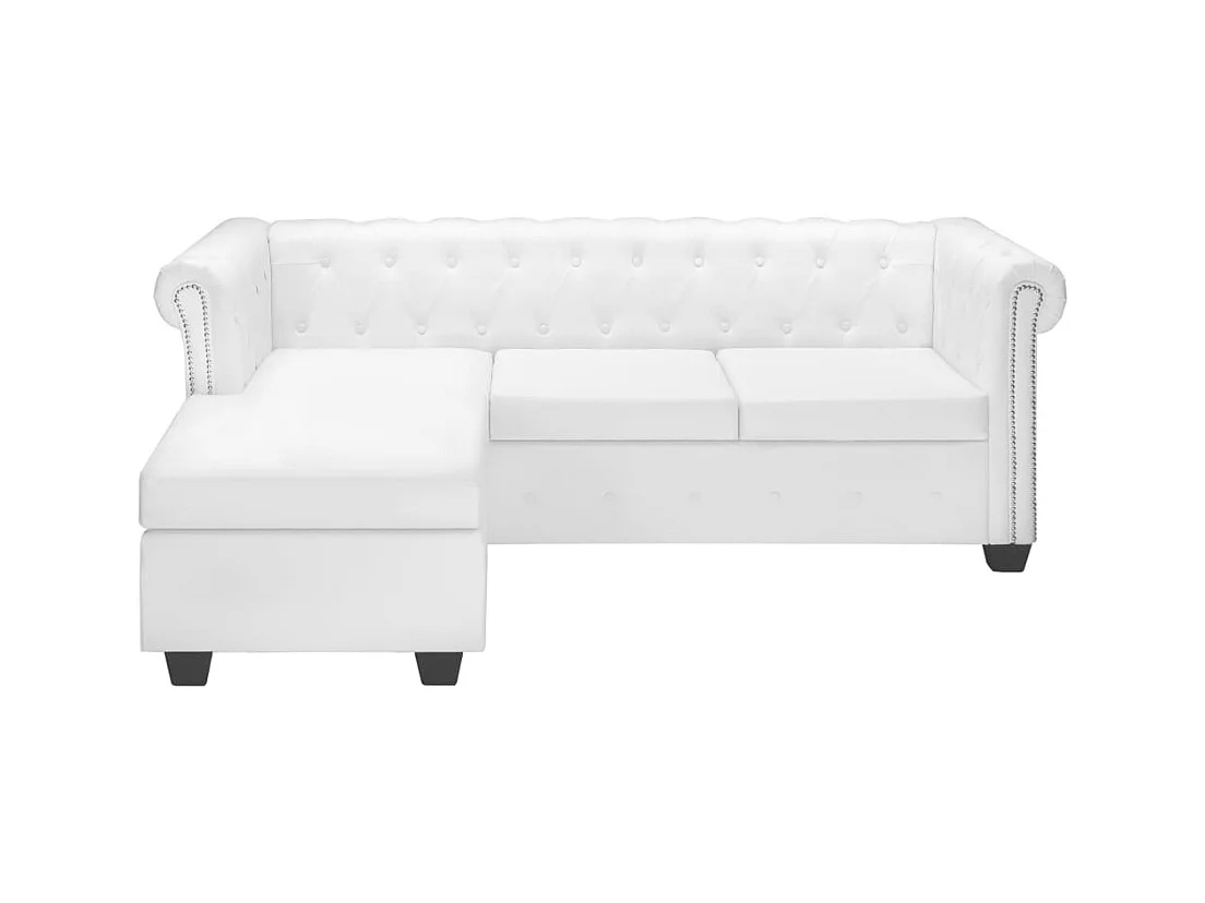Canapé chesterfield en forme cuir blanche 200 x 140 x 73 cm 02_0019102
