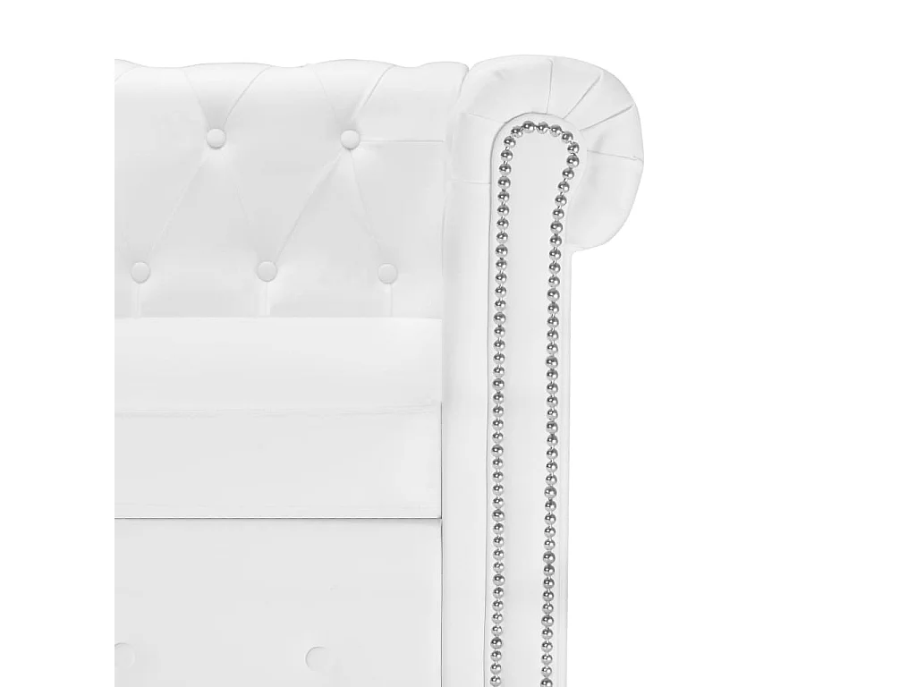 Sofá Chesterfield em forma de L 200 x 140 x 73 cm couro sintético branco 02_0019102