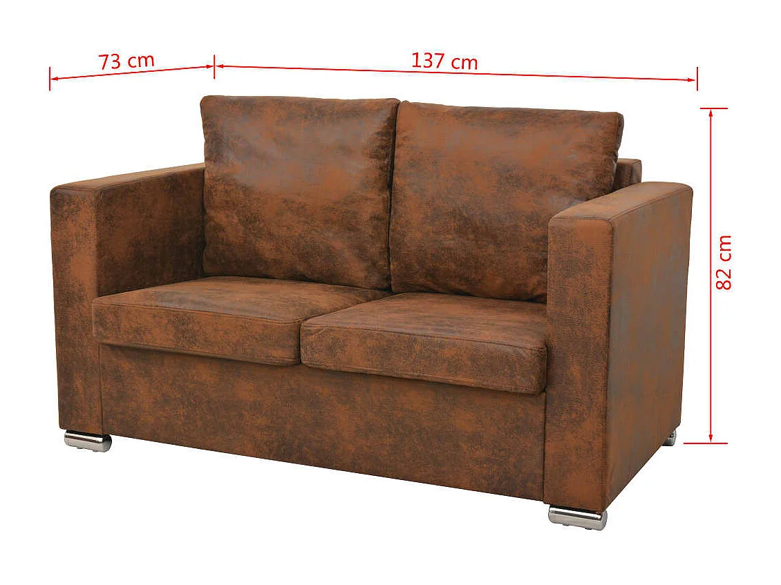 Divano 2 posti per soggiorno soggiorno interno casa 137 x 73 x 82 cm pelle scamosciata artificiale 02_0020772
