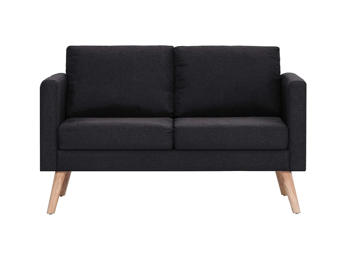 Set divano 2 posti per soggiorno soggiorno interni casa pezzi tessuto nero 02_0020853