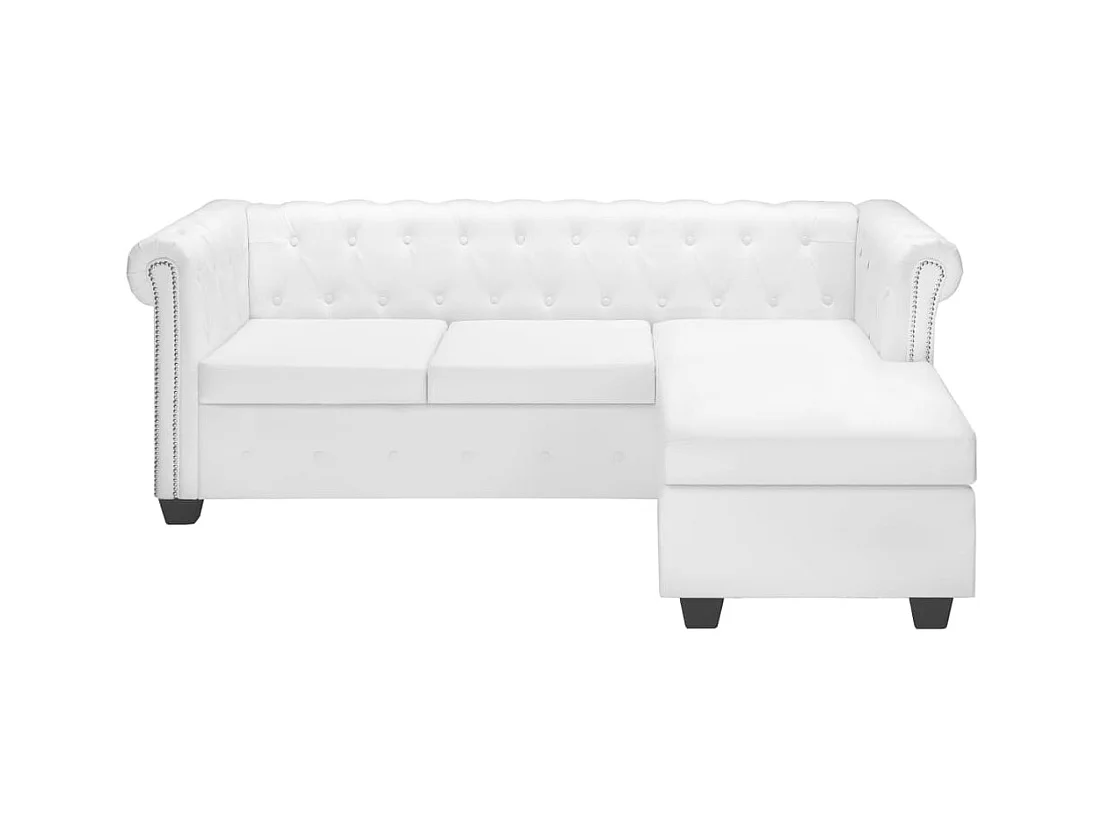 Canapé chesterfield en forme cuir blanche 200 x 140 x 73 cm 02_0019101