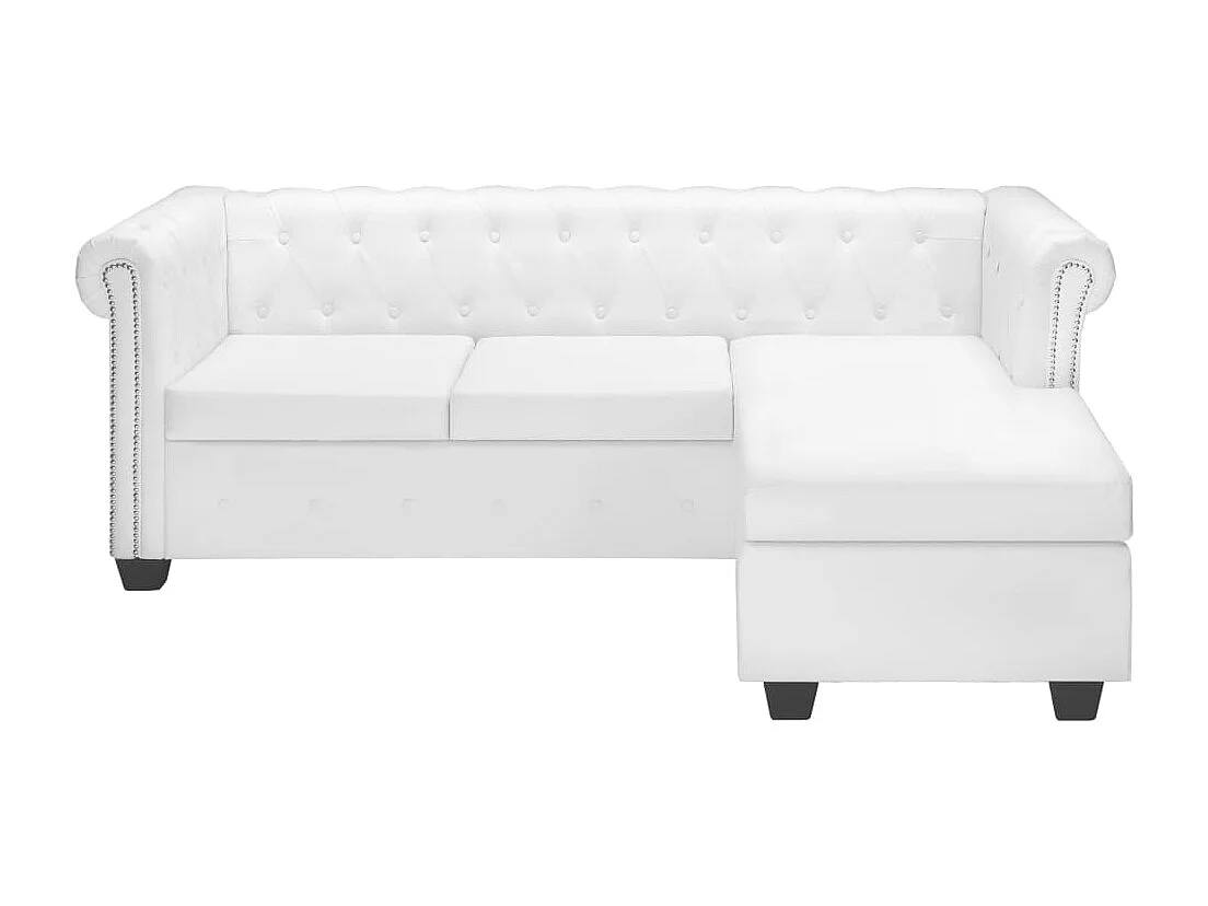 Sofá Chesterfield en forma de L 200 x 140 x 73 cm polipiel blanco 02_0019101