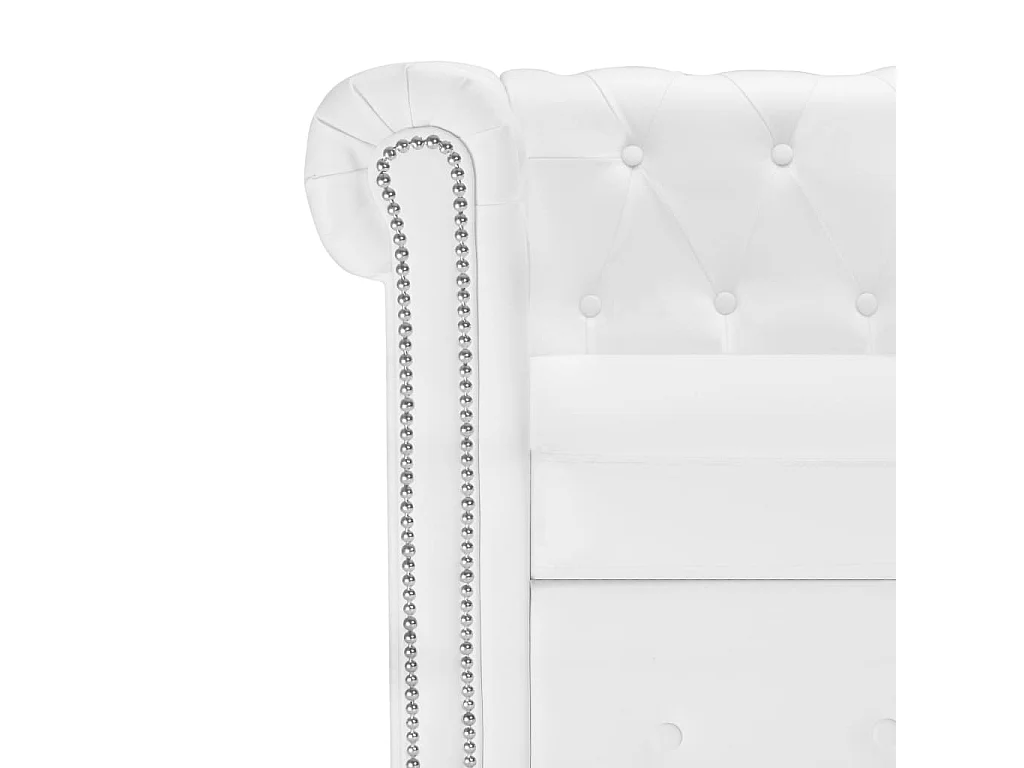 Sofá Chesterfield en forma de L 200 x 140 x 73 cm polipiel blanco 02_0019101
