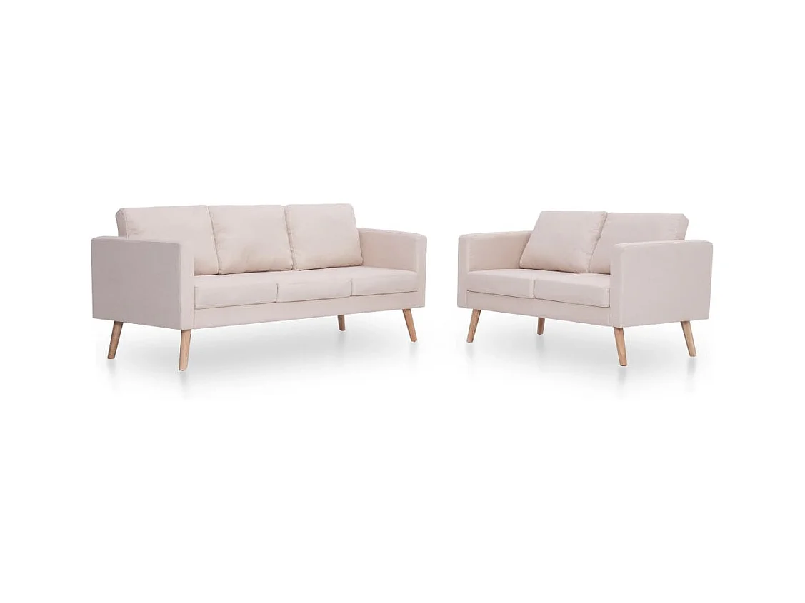 Ensemble de Canapé 2 tissu crème 168 x 70 x 73 cm 02_0020268