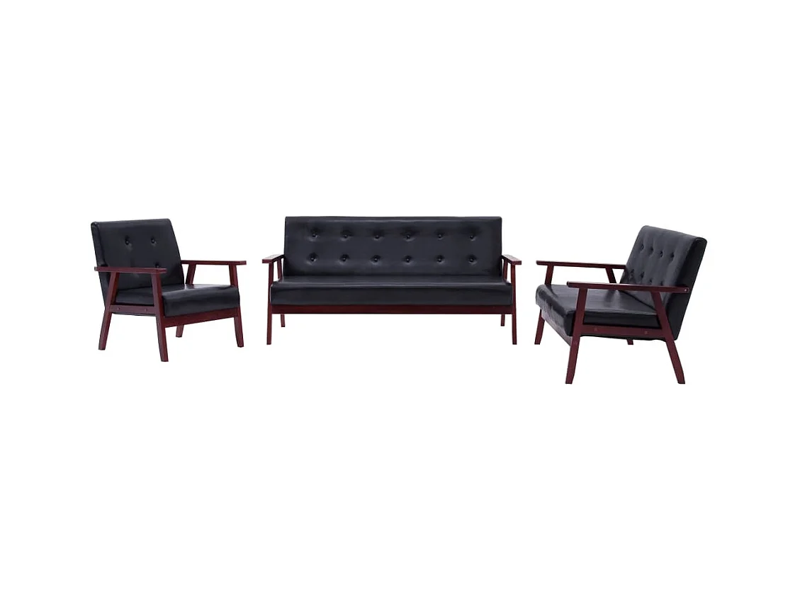 Ensemble de canapés 3 cuir noire 64.5 x 67 x 73.5 cm 02_0019078