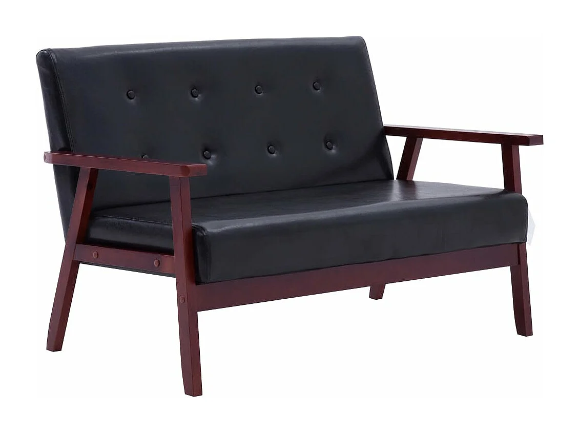 Conjunto de sofá de 2 peças de couro sintético preto 02_0020826