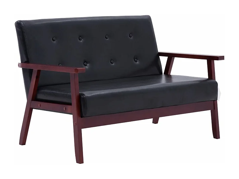 Canapé 2 places de cuir noire 113.5 x 67 x 73.5 cm 02_0018899