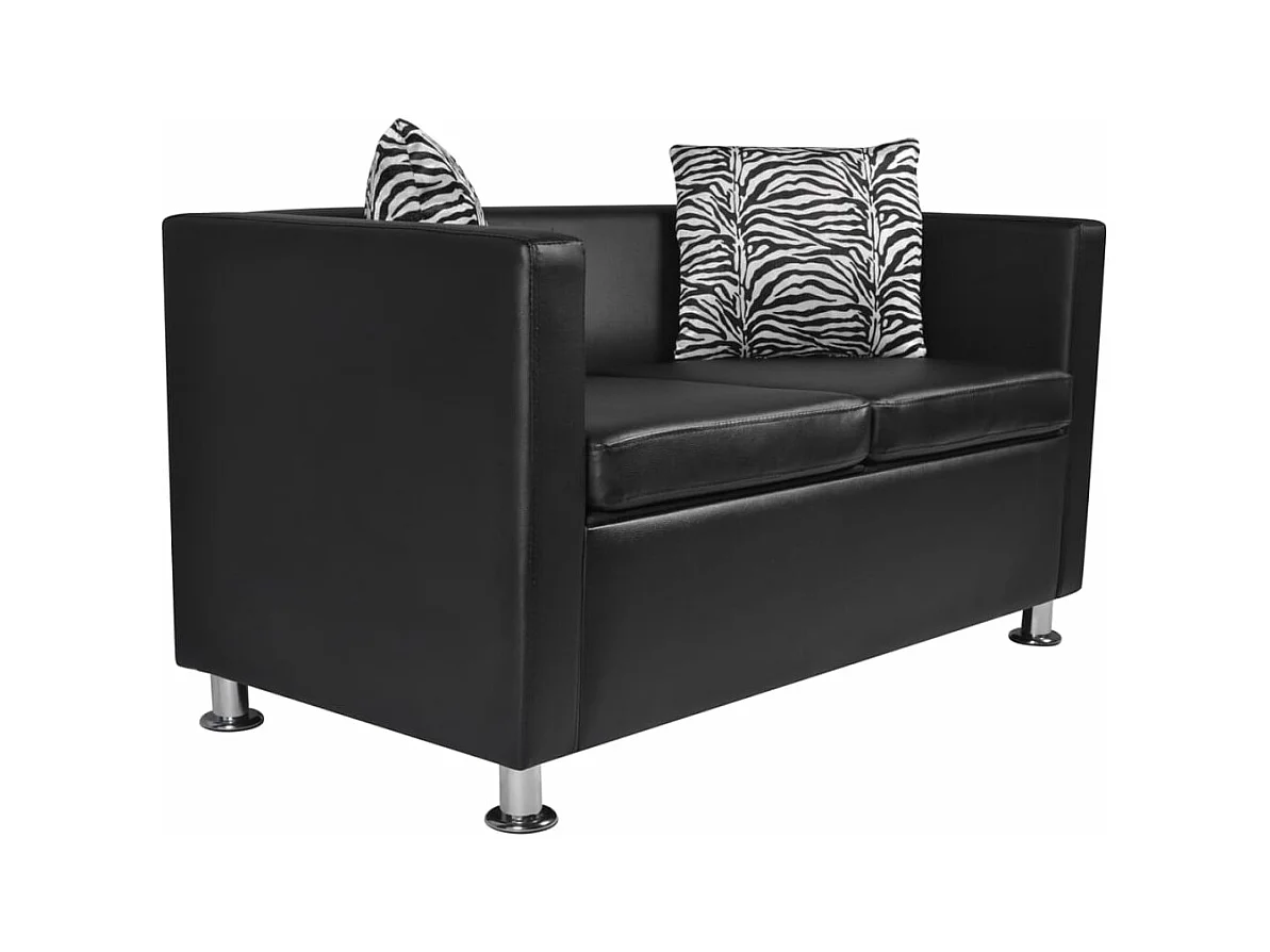 Canapé 2 places de cuir noire 120 x 62.5 x 63 cm 02_0018926