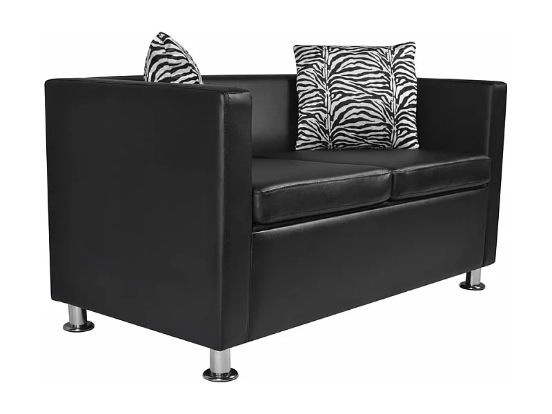 Canapé 2 places de cuir noire 120 x 62.5 x 63 cm 02_0018926