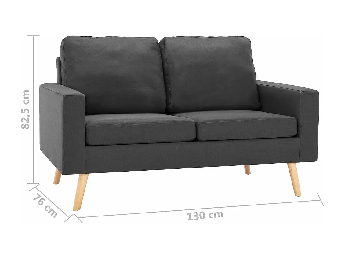 Sofá de 2 lugares para sala de estar interior de casa tecido cinza escuro 02_0020602